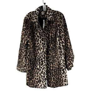 Chico's Leopard Faux Fur Coat Size 3 | Festival Burning Man Vibes | NWT